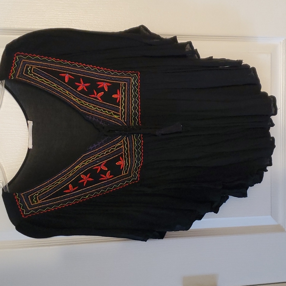 Peasant Gauzy Boho Embroidered Blouse Sz Smal EUC!